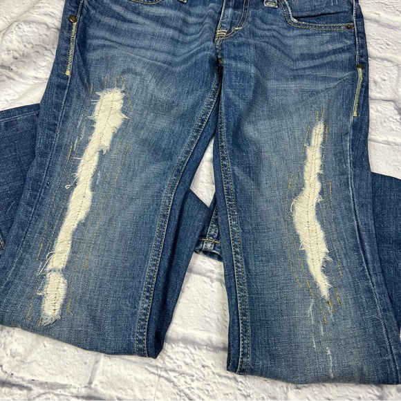 *TAVERNITI So Jamie Bootcut Ripped Stitch Low Rise Jeans Size 27 - Picture 4 of 12